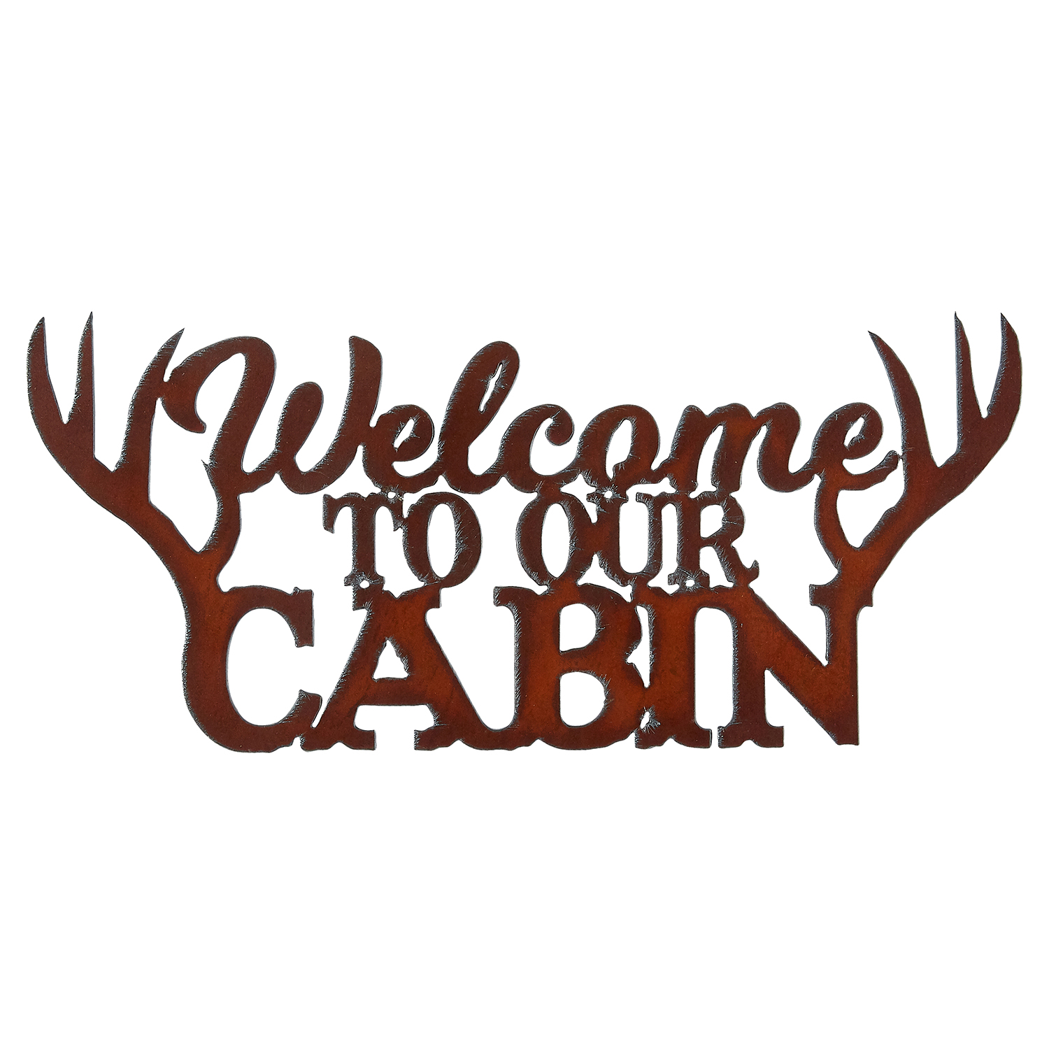 Welcome To Our Cabin/Antlers Cut-out Sign - Click Image to Close